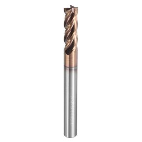 uxcell Carbide Square End Mill, 1/4" Dia TiSiN Coated 4 Flutes Milling Bit Cutter, for Hardened Steel Stainless Steel Cast Iron, 1/4" Shank 3/4" Cut Length 2-1/2" Long HRC55