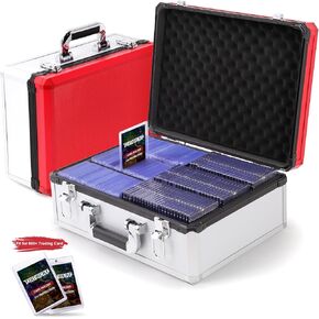 (2025 New Upgrade) Toploader Storage plus Box for 3" x 4" 35pt Rigid, Card Holders for Toploaders, Trading Cards & Sports Cards, Trading Card Case(Holds 600+ cards) (Red&White)
