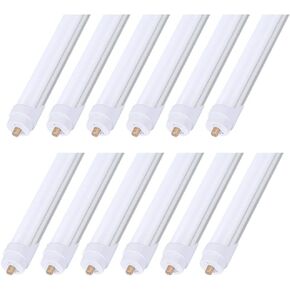 8ft LED Bulbs,12 Pack 96" 45W FA8 Single Pin LED Tube Lights 5400LM, 6000k, Milky Cover, F96T12 Bulb Fluorescent Replacement, Ballast Bypass