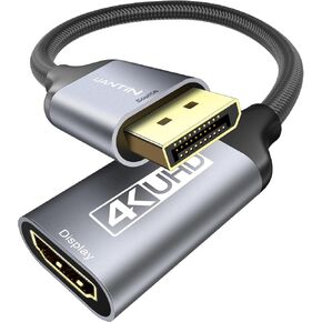 UANTIN Display Port to HDMI 4K Adapter | Braided DP DisplayPort Male to HDMI Female Uni-Directional Converter for PC Dell HP AMD NVIDIA Laptop HDTV Monitor and Other Passive