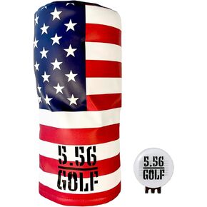 American Flag Barrel Golf Head Cover/Free Magnetic Ball Marker Hat Clip!! 5.56 Golf