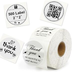 2inch Thermal Labels, 500 Pcs Round Self-Adhesive Direct Thermal Printer Label for Color Coding Label Printer, Logo, Name Price Tag, Shipping Address, Thank You Small Business QR Code