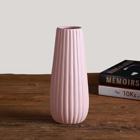 8 Inch Pink Ceramic Flower Vase for Home Décor - Vase for Artificial Flowers and Plants Decor