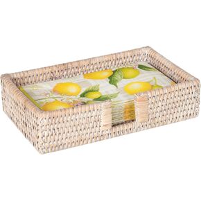 KOUBOO La Jolla Rectangular Guest Towel, White-Wash Napkin Holder, One Size, Beige