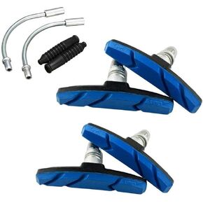 Bike Brake Pads Brake Kit Brake Shoes Pads Cable Guide Protector 8 in One 70mm Bicycle V-Brake Pad Set Work for All Shimano Sram MTB V-Brake System 2pairs(4 Pieces) (Blue)
