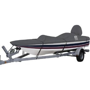Classic Accessories StormPro Dark Grey Heavy-Duty Outboard Ski-Boat Cover, 17' 6" - 18' 6" L x 89" W, Marine Grade Fabric, Water-Resistant, Fits V-Hull Runabouts OutBoards and I/O