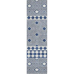 Addison Rugs Chantille ACN898 Navy 2'3" x 7'6" Indoor/Outdoor Hallway Runner Rug, Machine Washable, Stain Resistant, Easy Clean, Non Shedding, for Kitchen, Bathroom, Laundry and Bedroom