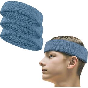 COUVER Premium Quality Stretchable Multi-Sports Terry Cloth Headband, 3 Piece