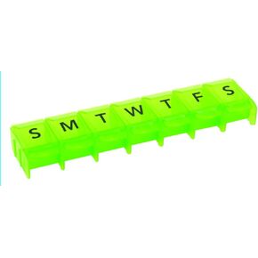 Apex 7- Day Push to Open Pill Organizer, 1x Per Day or AM/PM (1 Time Per Day, Green)