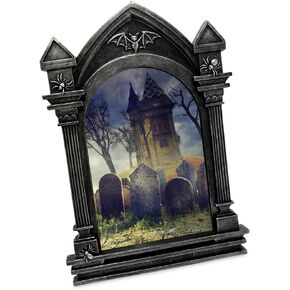 Isaac Jacobs 4x6 Haunted House Vault Picture Frame for Photo Tabletop & Wall Display Hanging Display & Home Décor (4x6, Black with Silver)