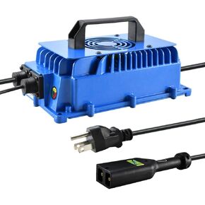 36V 18A Battery Charger for EZGO EZ-GO TXT 96-Up Golf Cart, with Powerwise Style D-Plug, IP67 Waterproof, Blue
