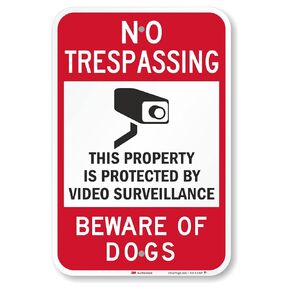 SmartSign "No Trespassing - Property Protected by Video Surveillance, Beware Of Dogs" Sign | 12" x 18" 3M Engineer Grade Reflective Aluminum