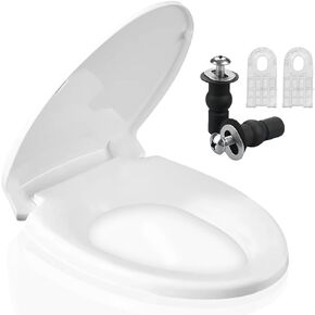 SS114 Softclose Toilet Seat Replacement Compatible with TOTO SS113/SS154/SS224/SS204, Soft Close Elongated Toilet Seat, Oval Toilet Seat with Toilet Seat Bolts and Nut - Cotton White