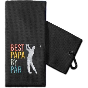TOUNER Funny Golf Towel Gift for Dad, Retirement Gifts for Men Golfer, Funny Golf Towel for Men, Embroidered Golf Towels for Golf Bags with Clip (Best Papa by Par)