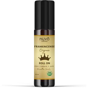 Nuvo Wellness Frankincense Oil - 10ml of Frankincense Essential Oil with Organic Jojoba Oil to Reduce Inflammation & Aging with Stainless Steel Rollerball, Roll On Aromatherapy Oils