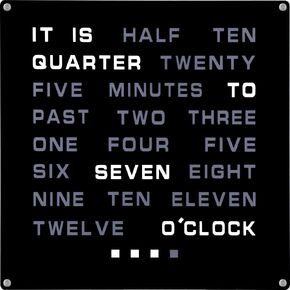 Tech Tools LED Word Clock - Displays Time as Text - Powered by AC Adapter (12" x 12")