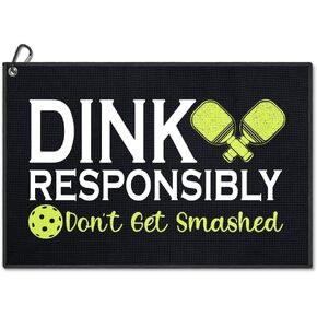 Dink Responsibly Don't Get Smashed Pickleball Towel, Funny Pickleball Towel for Pickleball Bag with Clip, Pickleball Gifts for Pickleball Player Lover, Pickleball Accessories for Men