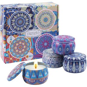Scented Candles Gifts for Women, 4 X 4.4 Oz Aromatherapy Candles for Home Scented, 120 Hour Long Burn Soy Wax Candles Set, Lavender Jar Candle Gifts for Mother's, Thanksgiving Day, Birthday