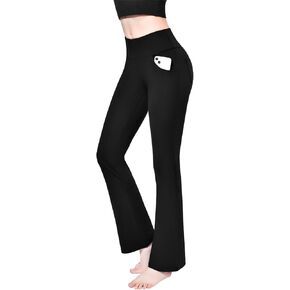 Walifrey Flare Leggings with Pockets for Women，High Waisted Flared Yoga Pants for Workout