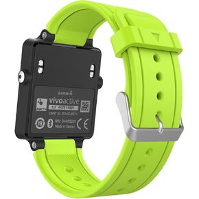 MoKo Watch Band Compatible with Garmin Vivoactive, Soft Silicone Replacement Fitness Bands Wristbands with Metal Clasps for Garmin Vivoactive/Vivoactive Acetate Sports GPS Smart Watch - BLACK