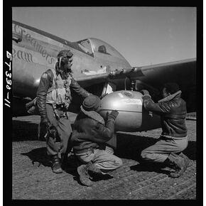 INFINITE PHOTOGRAPHS Photo: Edward C. Gleed,Tuskegee airmen,Ramitelli,Italy,March 1945,Creamer's Dream