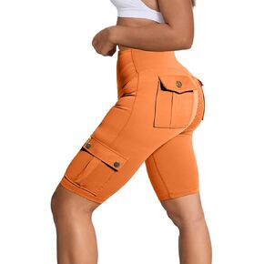 Womens Workout Shorts with Pockets Scrunch Butt Gym Biker Shorts High Waisted Booty Cargo Shorts