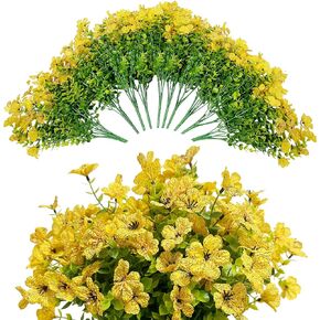 10 Bundles Artificial Flowers for Outdoors Fake Silk Flowers for Outside Faux Hanging Plants Fake Plants Fake Flowers for Front Porch Decor Planter Window Box Home Patio Garden Decoration, Blue