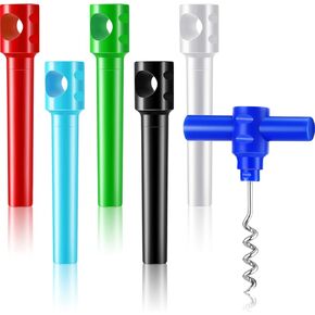 Patelai 6 Pcs Travel Pocket Wine Corkscrew Portable Wine Opener Plastic Wine Cork Opener Mini Camping Cork Screw for Restaurant Wine Bottle Camping Travel Gift (Multicolor)