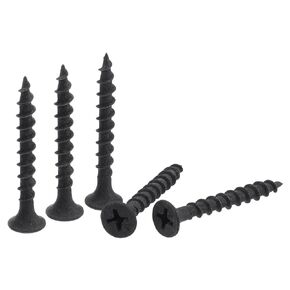 uxcell #8 x 1 3/8-Inch Wood Screws Phillips Flat Head Carbon Steel Self Tapping Screws Black 200pcs