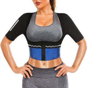 Sauna Shirt for Women Worout Sweat Shirt with Zipper Short Sleeve Suna Vest Thermo Sauna Suits Body Shaper Jacket