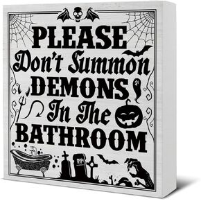 Funny Halloween Decorations Halloween Bathroom Decor Funny Gothic Bathroom Wooden Block Sign Home Indoor Decor 5 x 5 Inches in Kuwait