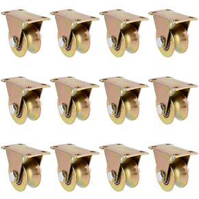 LEXININ 12 Pack 2 Inch U Groove Wheels, Rigid Caster with Bracket, U Block Pulley for Rolling Gate, Wire Rope Rail