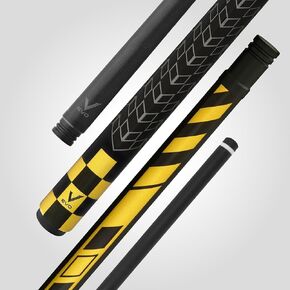 RHINO EVO - Racing Pool Cue - Yellow, Red, Blue - 3/8-8 Joint - Glass Fiber Shaft, 12.5mm Tip Diameter, Thin Conical Taper. Composite Butt