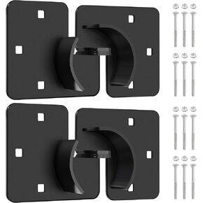 IRONWALLS Puck Lock Hasp Black 2 Packs, Heavy Duty Lock Hasp for Hidden Shackle Padlock Diameter within 2-7/8"/73mm, Steel Puck Lock Holders Brackets for Shipping Container, Trailers Doors