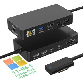 2024 New Microsoft Surface Dock, 11 in 1 Surface Docking Station with 4K@60HZ HDMI+VGA,Ethernet, Power Supply for Surface Pro 10/9/8/X/7/6/5/4/3, Laptop 6/5/4/3/2/1,Laptop Go 3/2/1, Surface Book 3/2/1