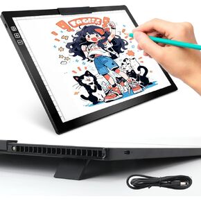 A4 Rechargeable LED Super Bright Light Pad,Ultra-Thin & Battery Life, Stepless/6 Level Brightness Adjustment for Cricut Weeding Vinyl Tools/Diamond Painting/Sketching (White)