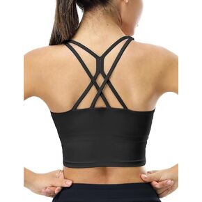 icyzone V Neck Sports Bra for Women, Criss Cross Back Padded Workout Fitness Exercise Running Crop Tank Tops Yoga Bra