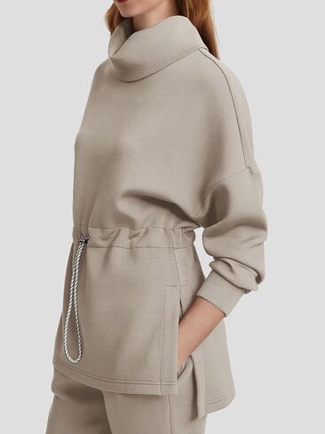 SuperPrity Womens Long Sleeve Sweatshirts Turtleneck Loose Fit Pullover Tops Drawstring Waist Slit Hoodies 2024 Fall Clothes in Saudi Arabia