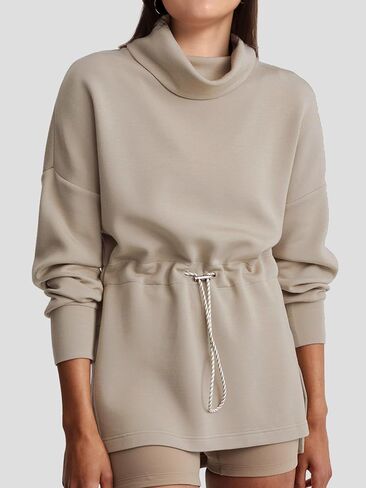 SuperPrity Womens Long Sleeve Sweatshirts Turtleneck Loose Fit Pullover Tops Drawstring Waist Slit Hoodies 2024 Fall Clothes in Saudi Arabia