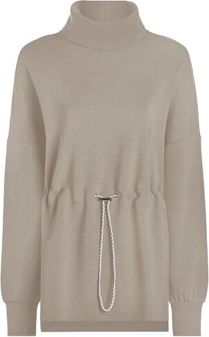 SuperPrity Womens Long Sleeve Sweatshirts Turtleneck Loose Fit Pullover Tops Drawstring Waist Slit Hoodies 2024 Fall Clothes in Saudi Arabia