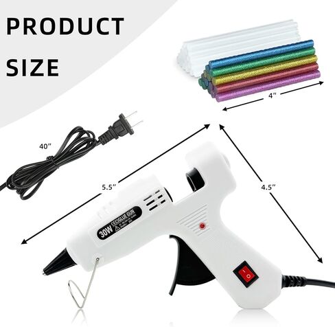 مجموعة مسدس الغراء الساخن، مسدس غراء صغير يذوب بالحرارة للحرف اليدوية مع 30 عصا غراء ملونة، مسدسات غراء حرفية مع حامل أكواب شفط بما في ذلك حصيرة سيليكون للحرف اليدوية، وفنون المدرسة اليدوية، وإصلاح المنزل in Kuwait