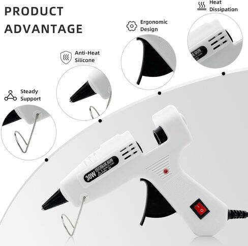 مجموعة مسدس الغراء الساخن، مسدس غراء صغير يذوب بالحرارة للحرف اليدوية مع 30 عصا غراء ملونة، مسدسات غراء حرفية مع حامل أكواب شفط بما في ذلك حصيرة سيليكون للحرف اليدوية، وفنون المدرسة اليدوية، وإصلاح المنزل in Kuwait