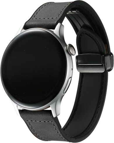 Vintage Leather Silicone Watch Band 22mm 20mm Magnetic Buckle Quick Release Replacement Strap Compatible with Samsung Galaxy Watch 6/5/4/3,Garmin Smart Watch in Saudi Arabia
