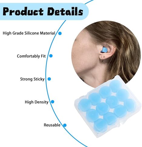 مجموعة من 24 سدادة أذن من السيليكون - تقليل الضوضاء الناعمة للنوم والسباحة ونطاق الرماية والشخير والحفلات الموسيقية والطائرات والسفر والعمل والدراسة in Kuwait