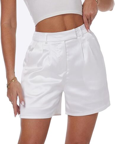 Women's Satin Silky Shorts Dressy Casual Party Wedding Club Shiny Metallic Pants Shorts in Saudi Arabia