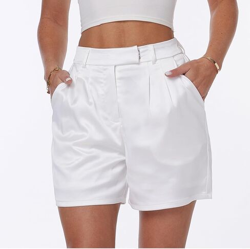 Women's Satin Silky Shorts Dressy Casual Party Wedding Club Shiny Metallic Pants Shorts in Saudi Arabia