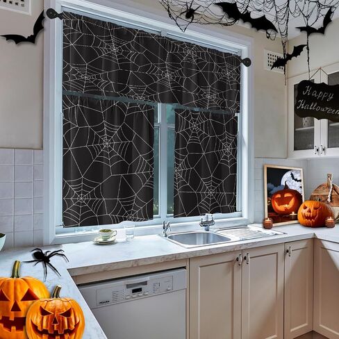 Fall Maple Leaves Kitchen Curtains Autumn Red Orange Yellow Gold Window Curtains Valance and Tier Set 36 Inch Rod Pocket Short Tier Curtain for Room, Cafe Kitchen Decor in Saudi Arabia