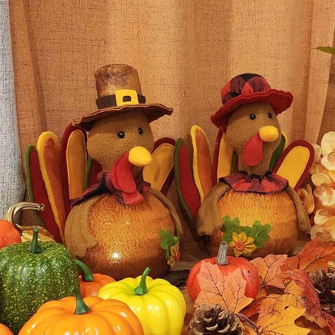 Ogrmar 9.8 بوصة 2 حزمة LED تركيا زوجين دمية الشكر منضدية الديكور رائعة اليدوية تركيا دمية عدة، الخريف الخريف ديكور المنزل in Kuwait