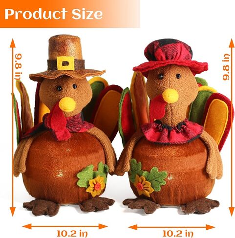 Ogrmar 9.8 بوصة 2 حزمة LED تركيا زوجين دمية الشكر منضدية الديكور رائعة اليدوية تركيا دمية عدة، الخريف الخريف ديكور المنزل in Kuwait