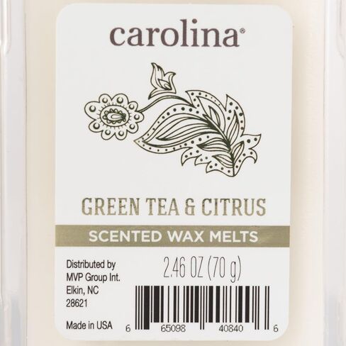 Carolina Candle Green Tea & Citrus Scented Wax Melts, Soy-Based White Wax Blend, 6 Wax Cubes, 2.46 oz - Pack of 6 in Kuwait